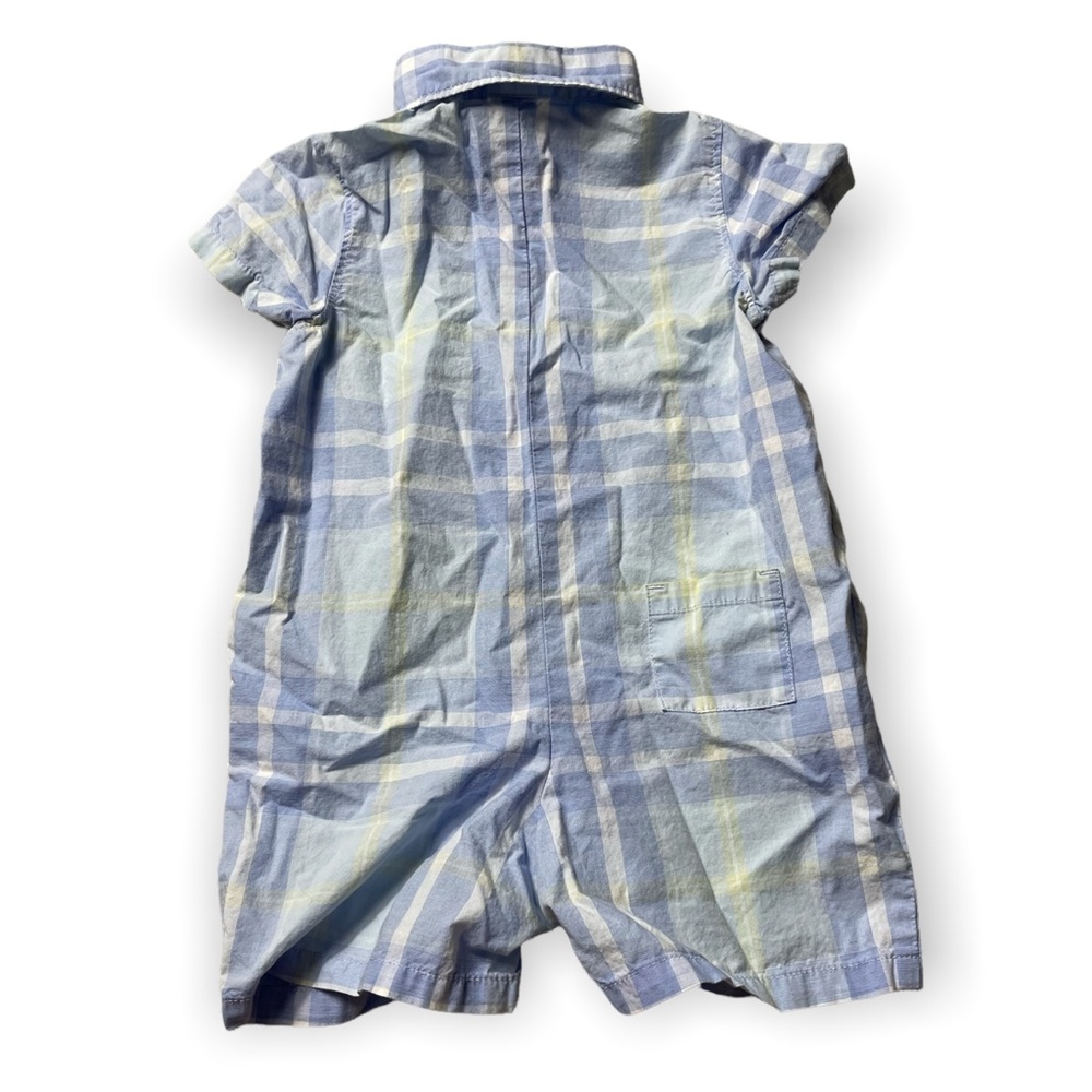 Janie and Jack Blue Green Plaid Polo One Piece Size 6 to 12 Months - Picture 2 of 5